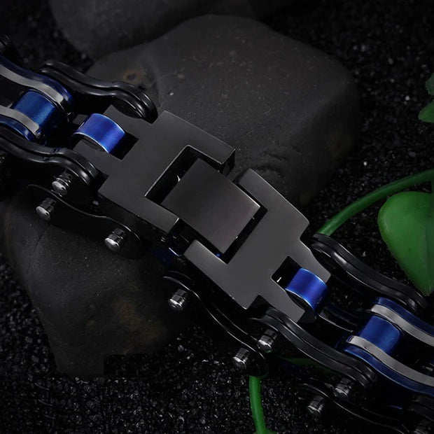 Punk Men's Orange Bicycle Bike Bracelets & Bangles Black Motorcycle Chain Bracelet Men Women Stainless Steel Biker Wrist Jewelry