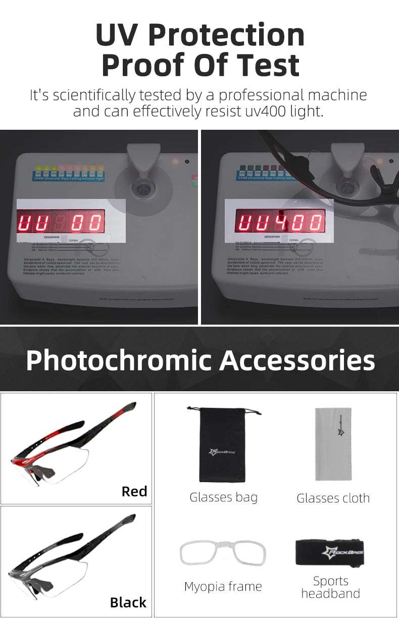 ROCKBROS Cycling Polarized glasses Bike Sunglasses Outdoor Sports Sunglasses MTB PC Goggles Eyewear 5/3 Lens Bicycle Accessory