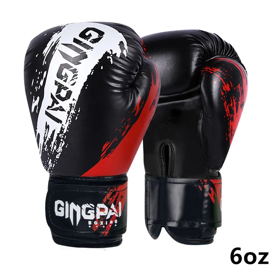 1 Pair Adult Boxing Gloves Men Punching Training Sparring Comfortable Adjustable Fighting Mitts Hand Protector Black Red Blue