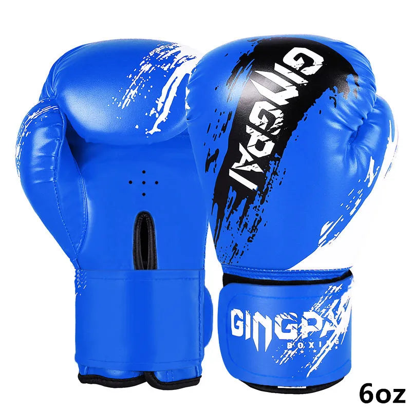 1 Pair Adult Boxing Gloves Men Punching Training Sparring Comfortable Adjustable Fighting Mitts Hand Protector Black Red Blue