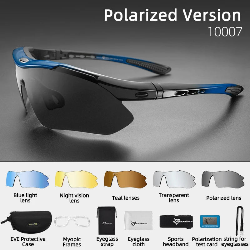 ROCKBROS Cycling Polarized glasses Bike Sunglasses Outdoor Sports Sunglasses MTB PC Goggles Eyewear 5/3 Lens Bicycle Accessory