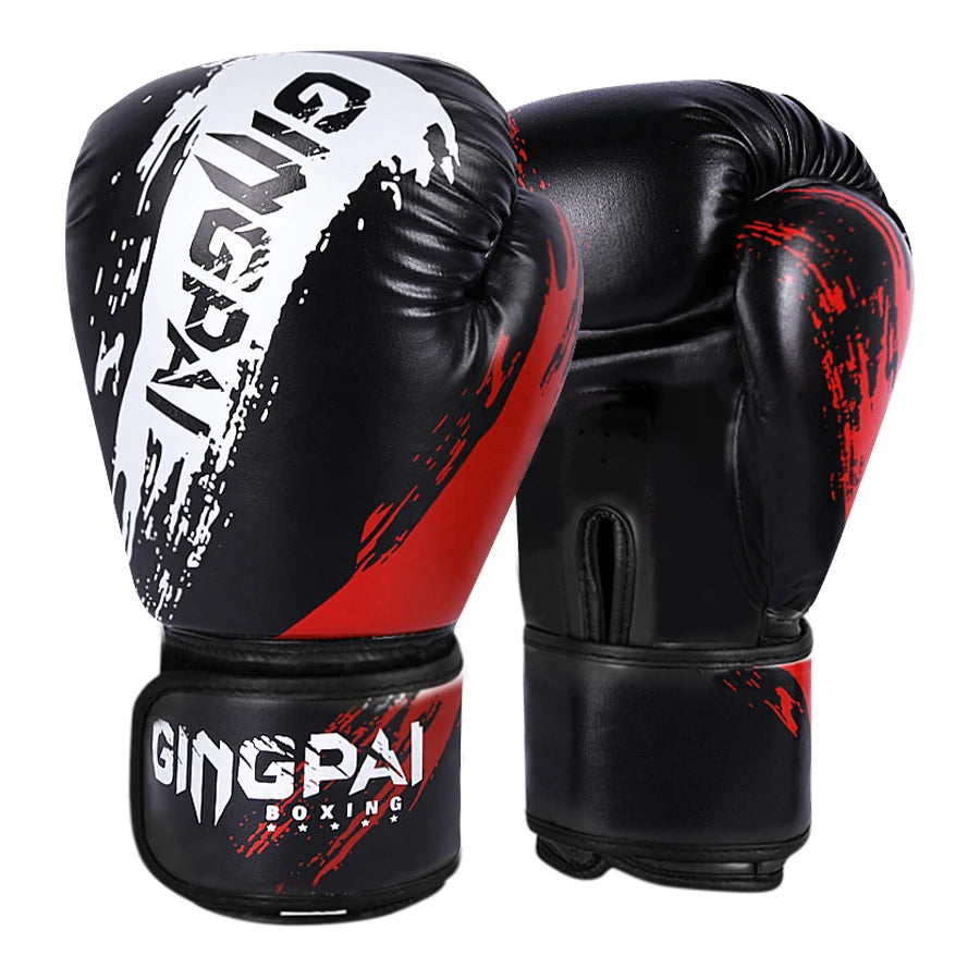 1 Pair Adult Boxing Gloves Men Punching Training Sparring Comfortable Adjustable Fighting Mitts Hand Protector Black Red Blue