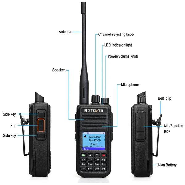 Retevis RT3S Walkie Talkie DMR Radio Long Range Walkie Talkies Camping Ham Radio UHF VHF GPS AES256 Encryption Digital Portable