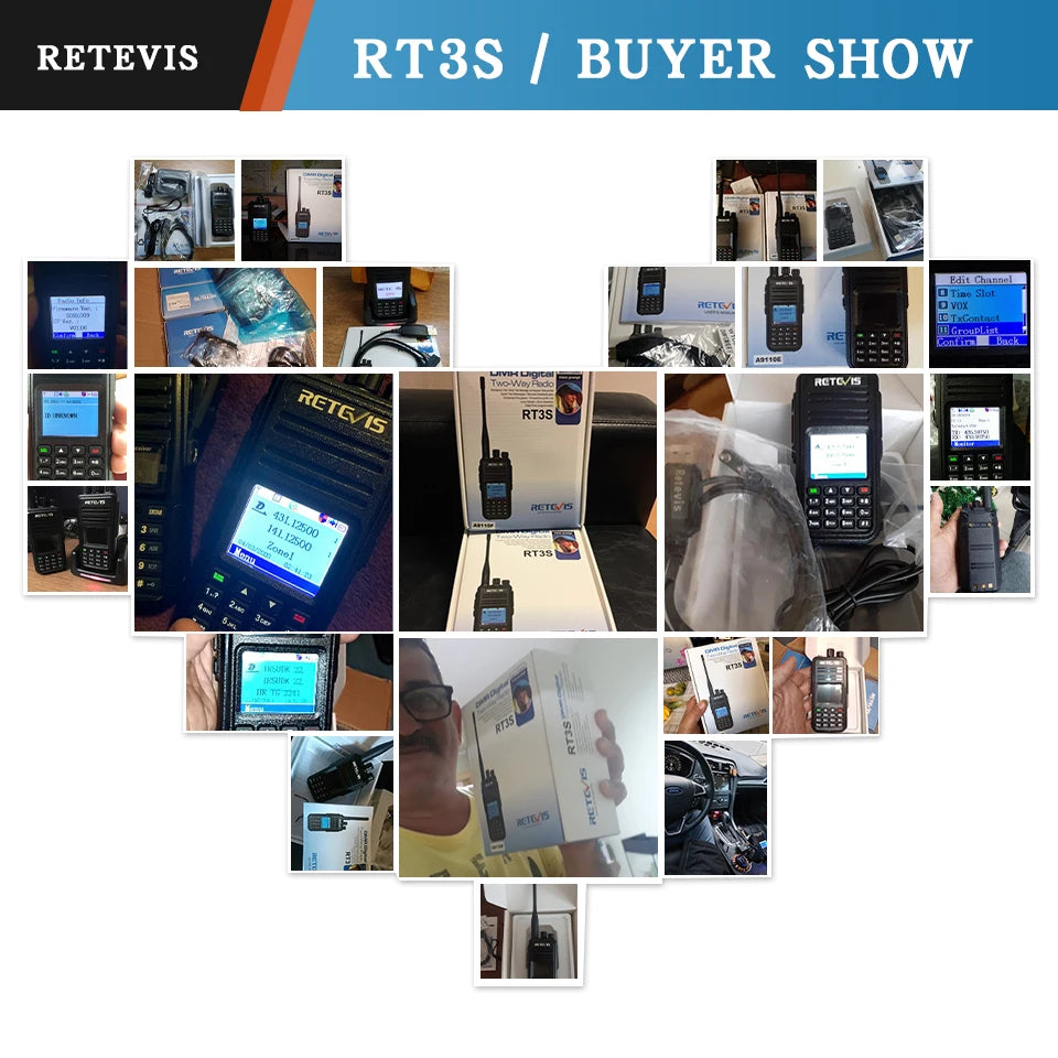 Retevis RT3S Walkie Talkie DMR Radio Long Range Walkie Talkies Camping Ham Radio UHF VHF GPS AES256 Encryption Digital Portable