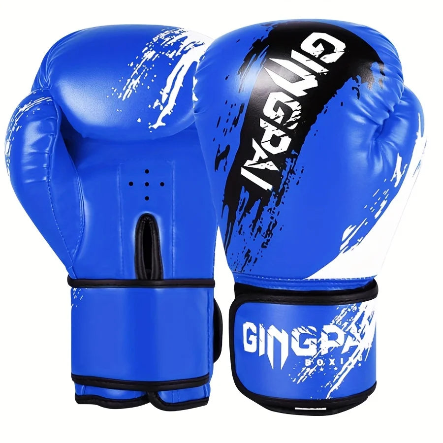 1 Pair Adult Boxing Gloves Men Punching Training Sparring Comfortable Adjustable Fighting Mitts Hand Protector Black Red Blue