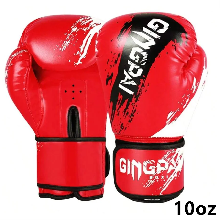 1 Pair Adult Boxing Gloves Men Punching Training Sparring Comfortable Adjustable Fighting Mitts Hand Protector Black Red Blue
