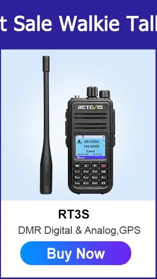 Retevis RT3S Walkie Talkie DMR Radio Long Range Walkie Talkies Camping Ham Radio UHF VHF GPS AES256 Encryption Digital Portable