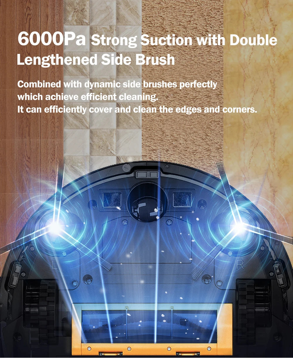 Robot Vacuum Cleaner ABIR X6 ,Visual Navigation,APP Virtual Barrier,6000PA Suction,Smart Home Mop,Floor Carpet Washing Tool