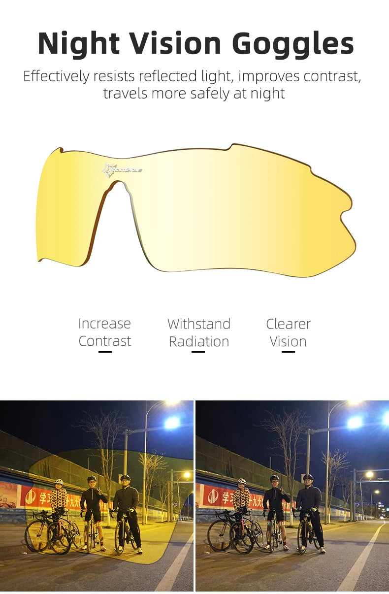 ROCKBROS Cycling Polarized glasses Bike Sunglasses Outdoor Sports Sunglasses MTB PC Goggles Eyewear 5/3 Lens Bicycle Accessory