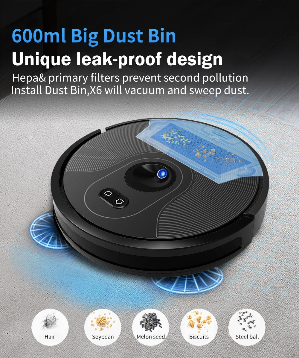 Robot Vacuum Cleaner ABIR X6 ,Visual Navigation,APP Virtual Barrier,6000PA Suction,Smart Home Mop,Floor Carpet Washing Tool