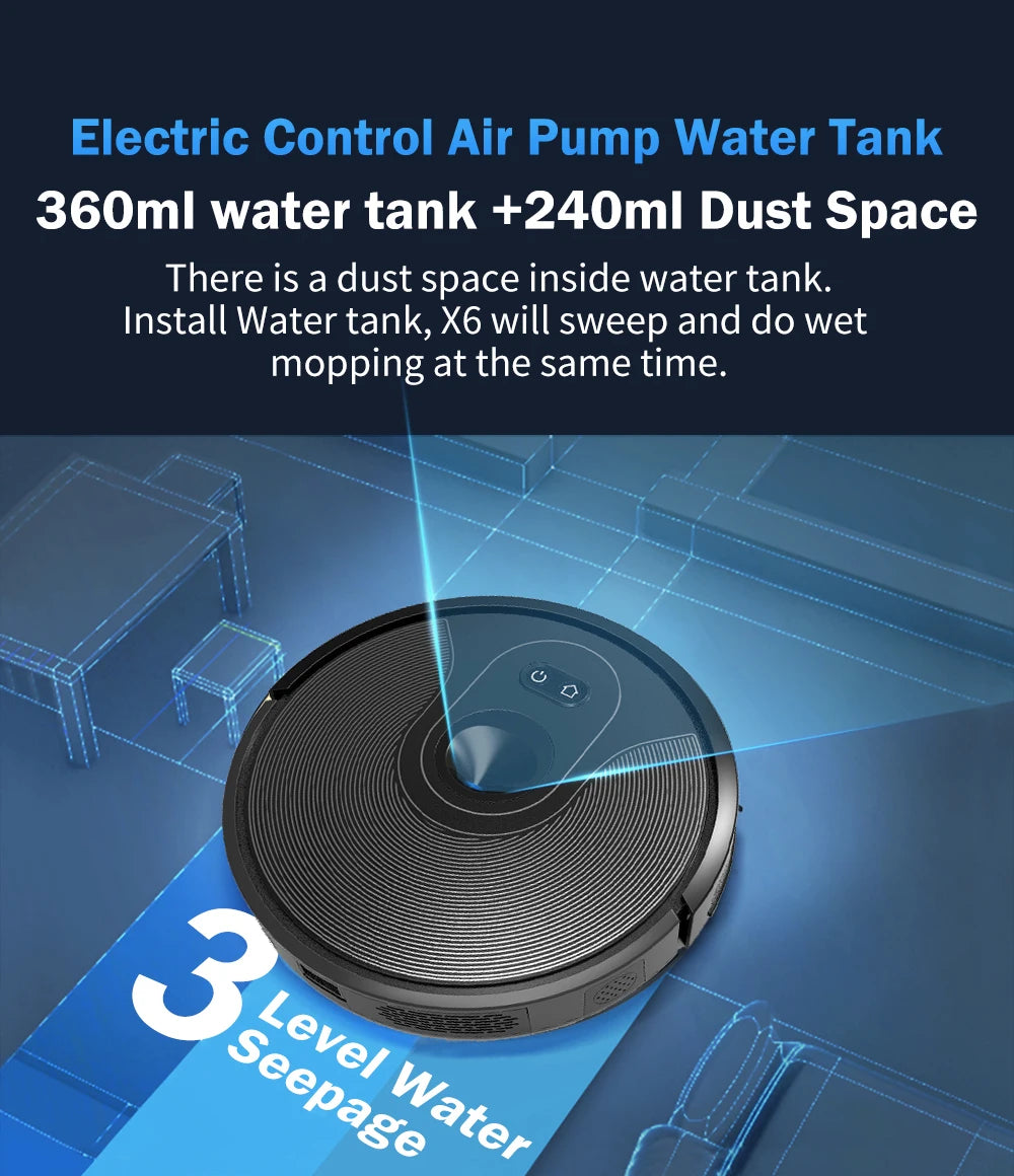 Robot Vacuum Cleaner ABIR X6 ,Visual Navigation,APP Virtual Barrier,6000PA Suction,Smart Home Mop,Floor Carpet Washing Tool