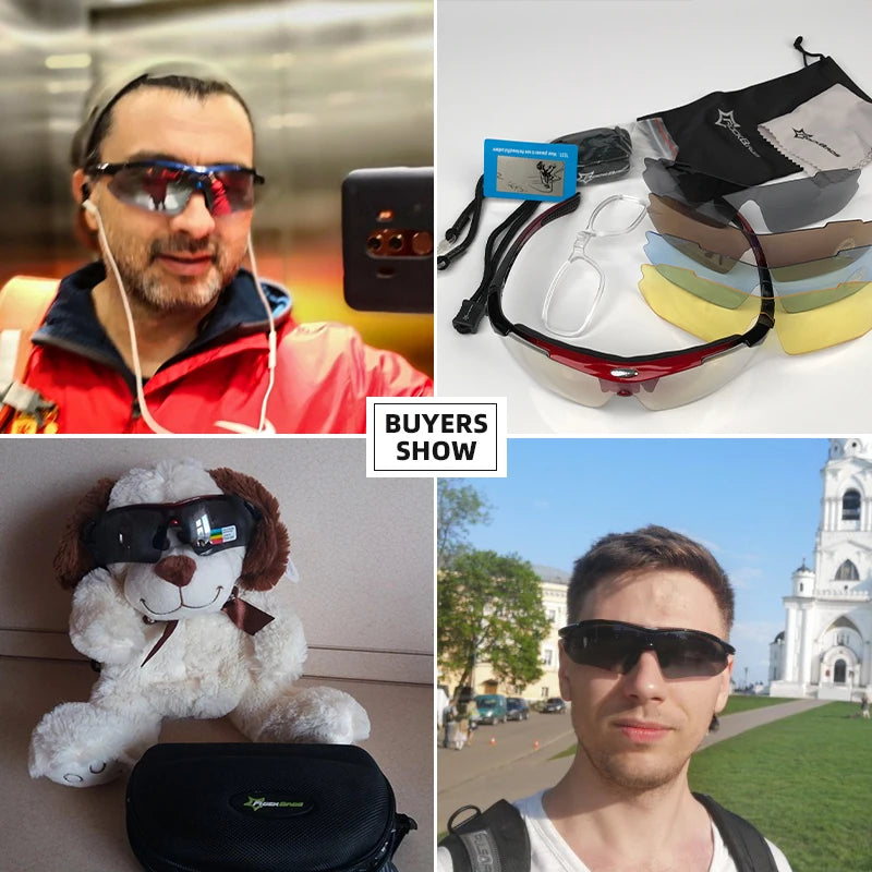 ROCKBROS Cycling Polarized glasses Bike Sunglasses Outdoor Sports Sunglasses MTB PC Goggles Eyewear 5/3 Lens Bicycle Accessory