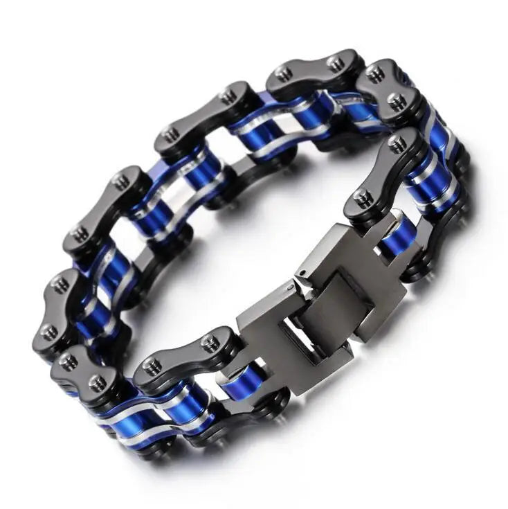 Punk Men's Orange Bicycle Bike Bracelets & Bangles Black Motorcycle Chain Bracelet Men Women Stainless Steel Biker Wrist Jewelry