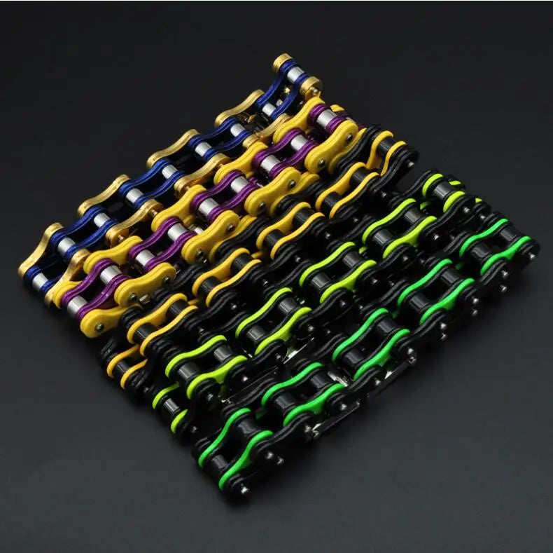 Punk Men's Orange Bicycle Bike Bracelets & Bangles Black Motorcycle Chain Bracelet Men Women Stainless Steel Biker Wrist Jewelry