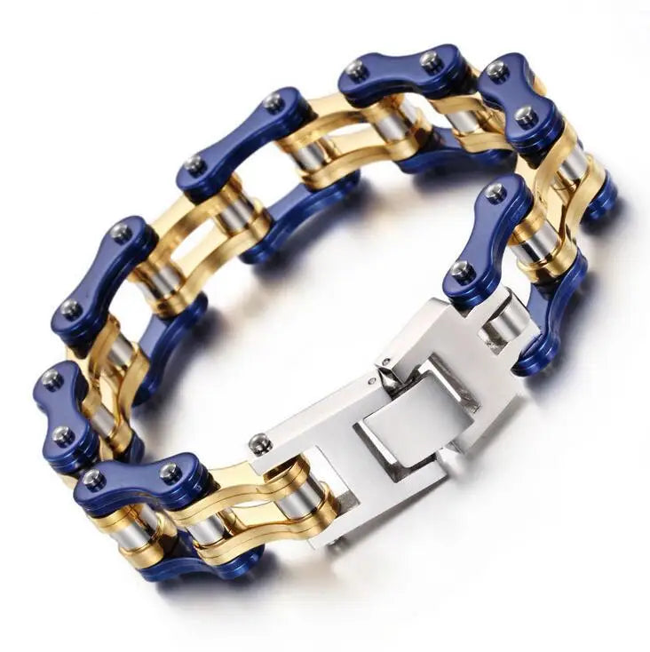 Punk Men's Orange Bicycle Bike Bracelets & Bangles Black Motorcycle Chain Bracelet Men Women Stainless Steel Biker Wrist Jewelry