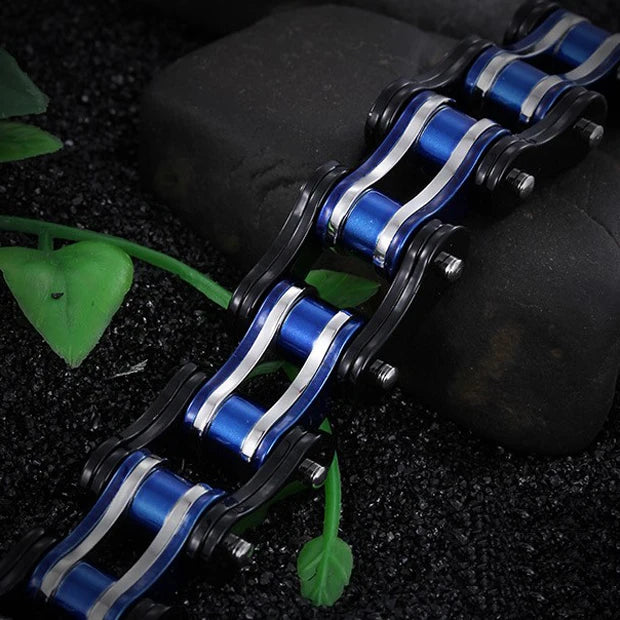 Punk Men's Orange Bicycle Bike Bracelets & Bangles Black Motorcycle Chain Bracelet Men Women Stainless Steel Biker Wrist Jewelry