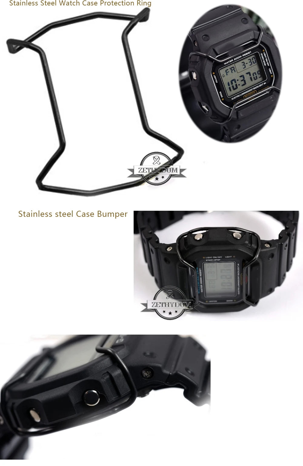 Plastic watch band 26*16mm strap for DW-6900/DW9600/DW5600/GW-M5610 and stainless steel case bumper Accessories