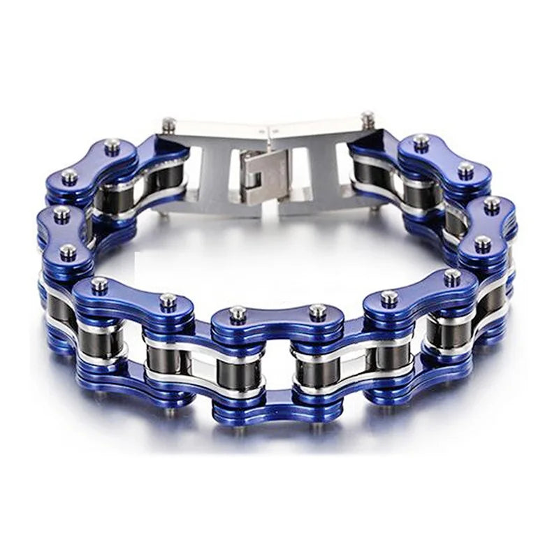 Punk Men's Orange Bicycle Bike Bracelets & Bangles Black Motorcycle Chain Bracelet Men Women Stainless Steel Biker Wrist Jewelry