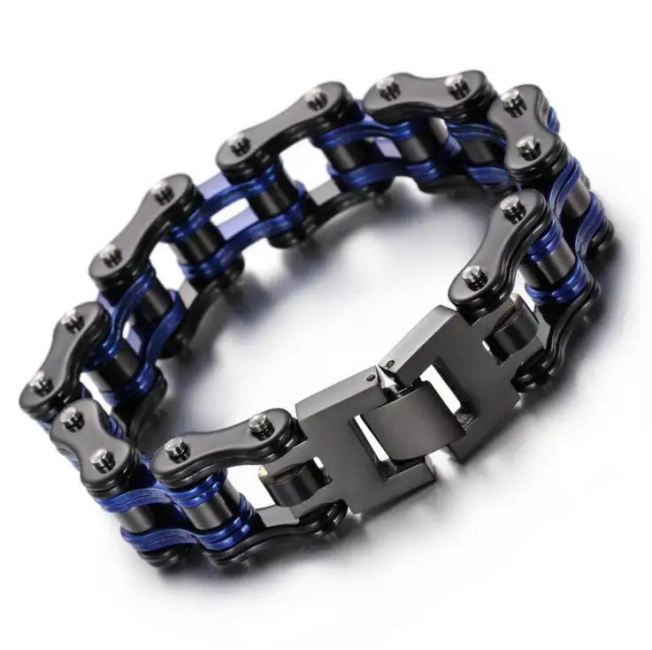 Punk Men's Orange Bicycle Bike Bracelets & Bangles Black Motorcycle Chain Bracelet Men Women Stainless Steel Biker Wrist Jewelry