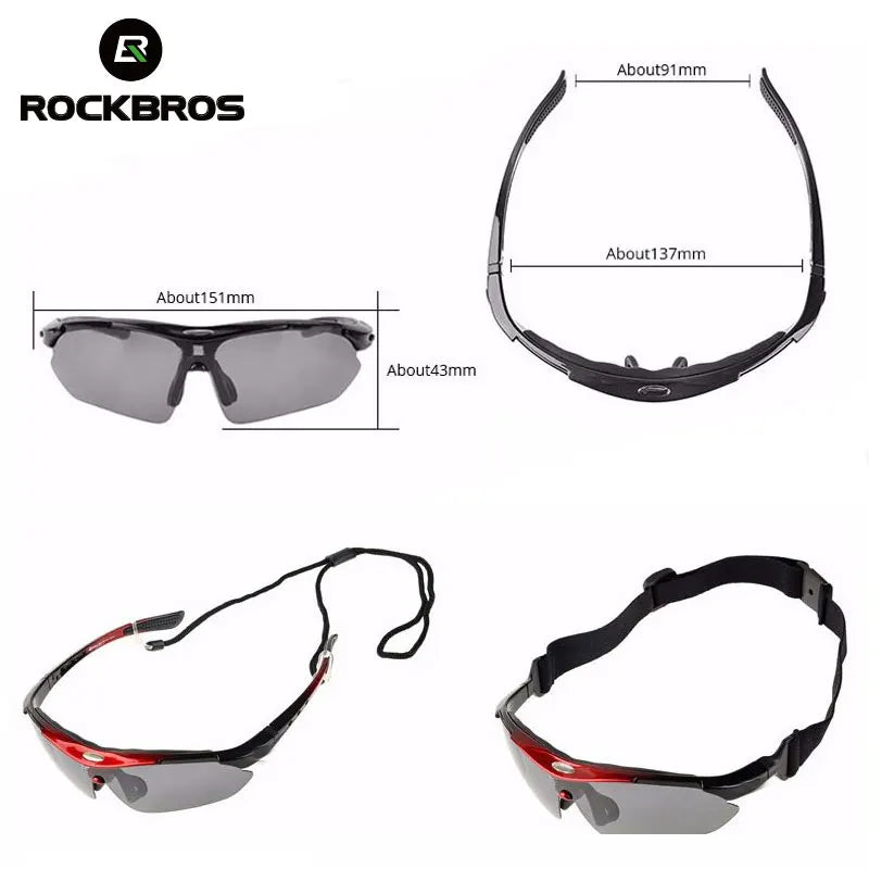ROCKBROS Cycling Polarized glasses Bike Sunglasses Outdoor Sports Sunglasses MTB PC Goggles Eyewear 5/3 Lens Bicycle Accessory
