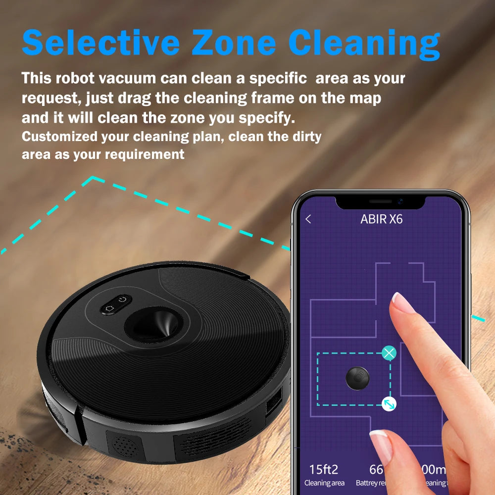 Robot Vacuum Cleaner ABIR X6 ,Visual Navigation,APP Virtual Barrier,6000PA Suction,Smart Home Mop,Floor Carpet Washing Tool