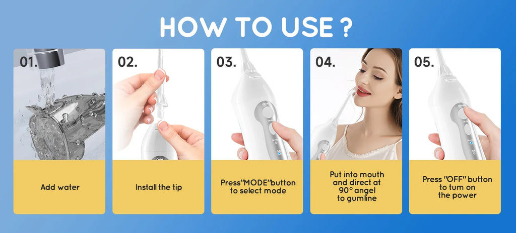 Water Dental Flosser Teeth Picks 4 Jets 3 Modes Portable Cordless D52 Water Flosser for Teeth Cleaner IPX7 Waterproof Oral Picks