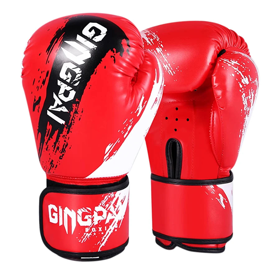 1 Pair Adult Boxing Gloves Men Punching Training Sparring Comfortable Adjustable Fighting Mitts Hand Protector Black Red Blue