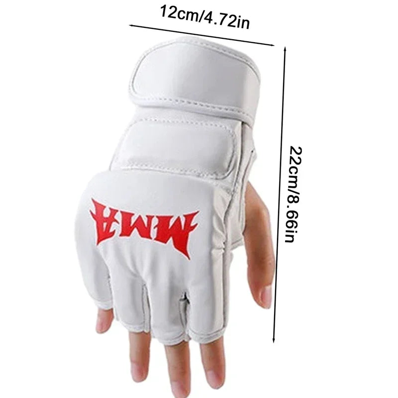 1 Pair Of Pu Boxing Gloves Mma Gloves Half Finger Sandbag Taekwondo Muay Thai Gloves Professional Boxing Training Equipment