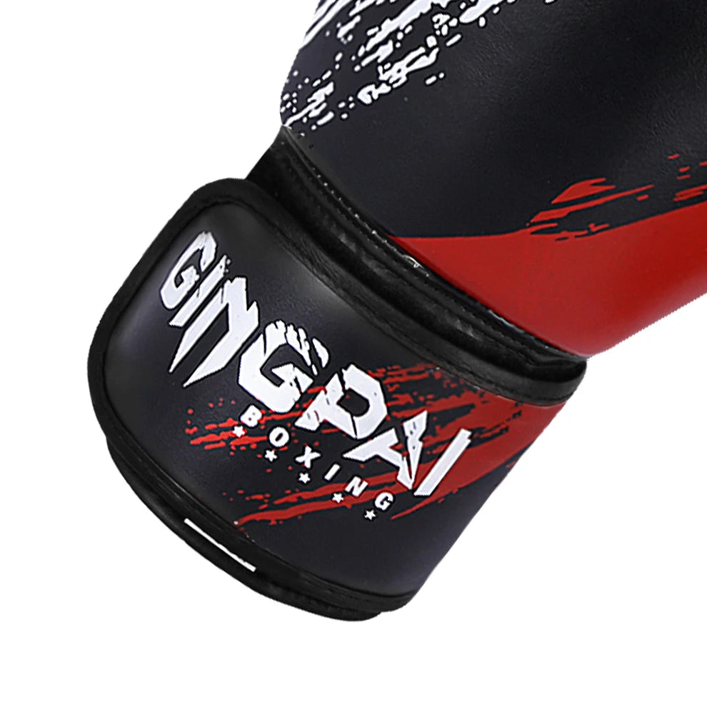 1 Pair Adult Boxing Gloves Men Punching Training Sparring Comfortable Adjustable Fighting Mitts Hand Protector Black Red Blue