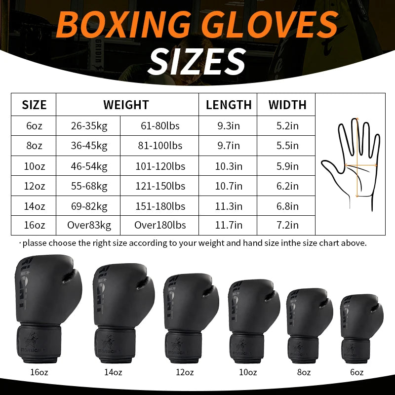 8/10/12/14/16oz Boxing Gloves Professional Adult Sanda Muay Thai Fighting Gloves Men and Women Training Sandbag Free Fight MMA