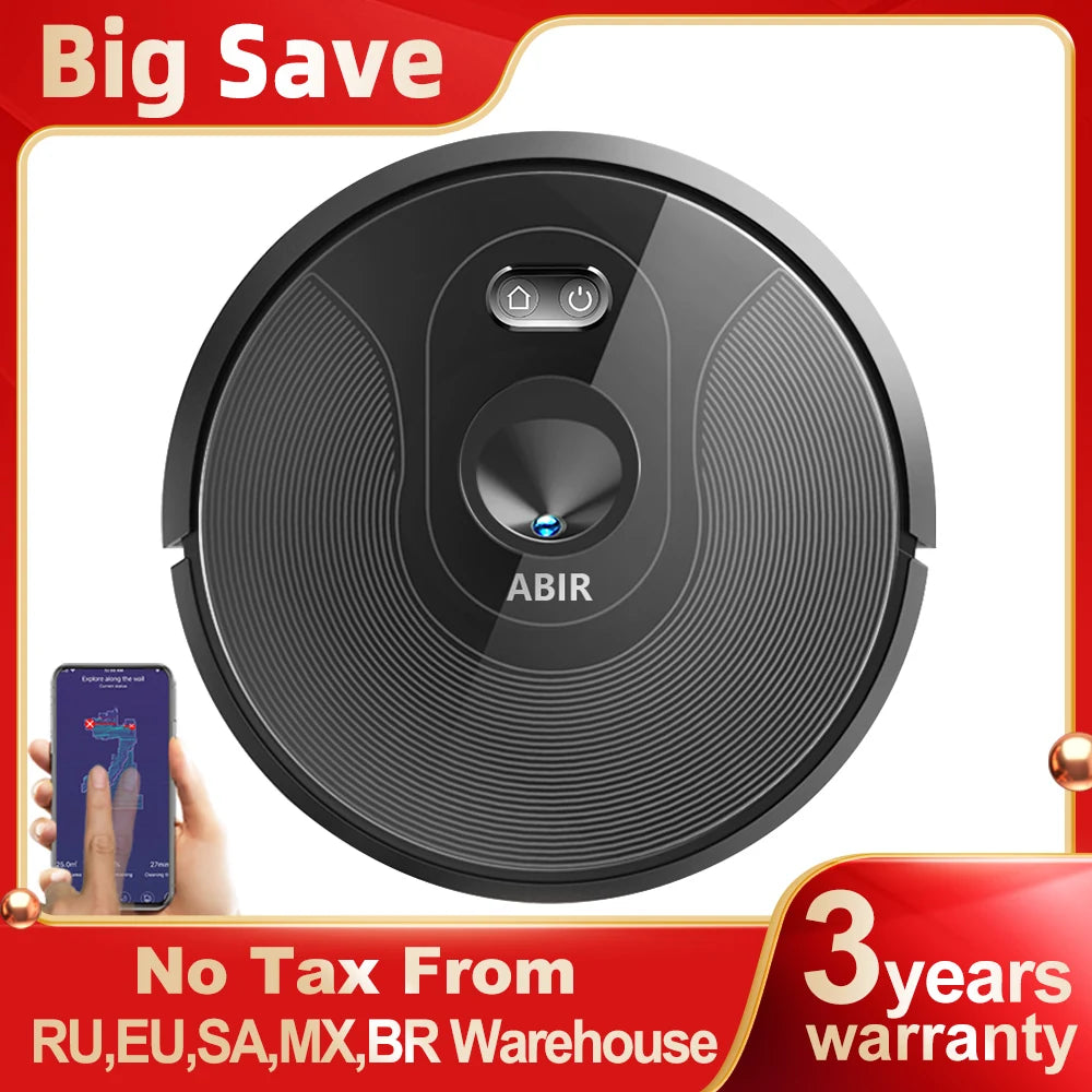 Robot Vacuum Cleaner ABIR X6 ,Visual Navigation,APP Virtual Barrier,6000PA Suction,Smart Home Mop,Floor Carpet Washing Tool